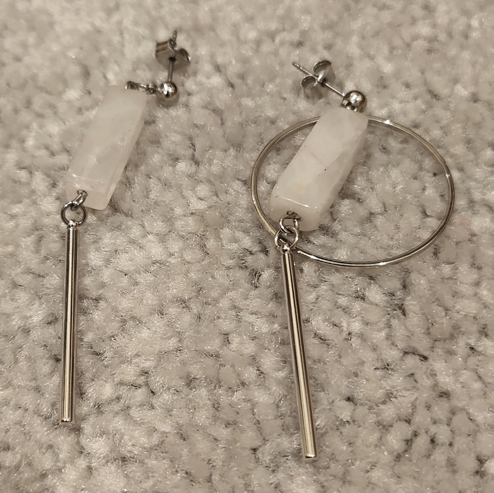 Never worn surgical steel geometry earrings
